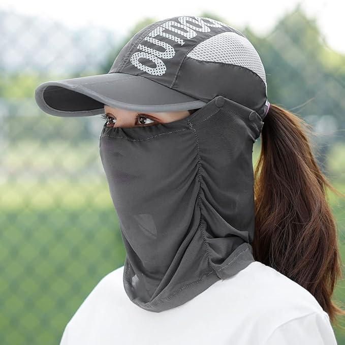 Sun Cap with Detachable Cotton Face Cover For Women